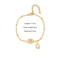 Letter Rectangle Elegant Simple Style Classic Style Zircon 201 Stainless Steel Artificial Crystal Copper Bracelets Wholesale sku image 24