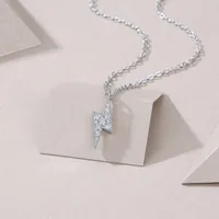 925 Sterling Silver Moissanite Zircon Cable Chain Lightning Lobster Trigger Clasp Closure Pendant Necklace main image 3