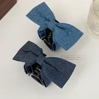 Fashion Back Head Ponytail Grip Denim Cloth Hairpin Female Temperament Shark Clip Hairpin Bow Clip Headdress main image 2