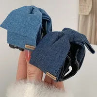 Mode Arrière Tête Queue De Cheval Grip Denim Tissu Épingle À Cheveux Femme Tempérament Requin Clip Épingle À Cheveux Arc Coiffure main image 3