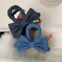 Mode Arrière Tête Queue De Cheval Grip Denim Tissu Épingle À Cheveux Femme Tempérament Requin Clip Épingle À Cheveux Arc Coiffure main image 4