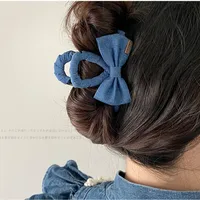 Fashion Back Head Ponytail Grip Denim Cloth Hairpin Female Temperament Shark Clip Hairpin Bow Clip Headdress main image 5