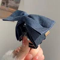 Fashion Back Head Ponytail Grip Denim Cloth Hairpin Female Temperament Shark Clip Hairpin Bow Clip Headdress sku image 2