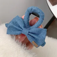 Fashion Back Head Ponytail Grip Denim Cloth Hairpin Female Temperament Shark Clip Hairpin Bow Clip Headdress sku image 3