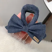 Fashion Back Head Ponytail Grip Denim Cloth Hairpin Female Temperament Shark Clip Hairpin Bow Clip Headdress sku image 4