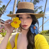 Atmosphere Show Hibiscus Rosa-Sinensis Barrettes Women's Artificial Flowers On The Mirror Side Clip Vacation Style Plumeria Rubra Hairware main image 1