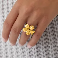 Four Leaf Clover Casual Modern Style Commute 316 Stainless Steel  Open Rings Rings main image 1