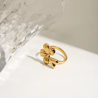 Trèfle À Quatre Feuilles Décontractée Style Moderne Commuer Acier Inoxydable 316 Anneau Ouvert Anneaux main image 3