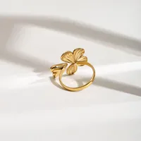 Trébol De Cuatro Hojas Casual Estilo Moderno Viajar Diariamente Acero Inoxidable 316 Anillos Abiertos Anillos main image 5