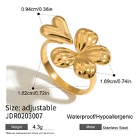 Four Leaf Clover Casual Modern Style Commute 316 Stainless Steel  Open Rings Rings sku image 1