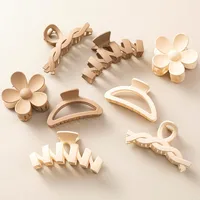 Hot Barrettes Milk Tea Color Hair Accessories Simple Geometric Shark Clip Back Head Updo Hair Clip Barrettes Wholesale sku image 21