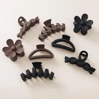 Hot Barrettes Milk Tea Color Hair Accessories Simple Geometric Shark Clip Back Head Updo Hair Clip Barrettes Wholesale main image 5