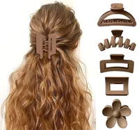 Hot Barrettes Milk Tea Color Hair Accessories Simple Geometric Shark Clip Back Head Updo Hair Clip Barrettes Wholesale sku image 26