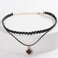 Popular Collar Necklace Women's Choker Clavicle Chain Neck Accessories Neck Strap Necklace Lace Short Necklace sku image 1