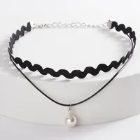 Popular Collar Necklace Women's Choker Clavicle Chain Neck Accessories Neck Strap Necklace Lace Short Necklace sku image 7