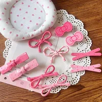 New Simple Pink With Dots Bow Duckbill Clip Ins Autumn And Winter Simplicity All-Match Bang Side Clip Niche Headdress main image 2