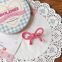 New Simple Pink With Dots Bow Duckbill Clip Ins Autumn And Winter Simplicity All-Match Bang Side Clip Niche Headdress main image 4