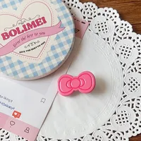 New Simple Pink With Dots Bow Duckbill Clip Ins Autumn And Winter Simplicity All-Match Bang Side Clip Niche Headdress main image 3