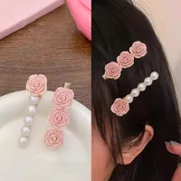 Pink Small Rose Barrettes Pearl Flower Bangs Side Clip Ins Good-looking Girl Heartbreak Hair Clips Hair Accessories main image 1