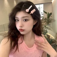 Pink Small Rose Barrettes Pearl Flower Bangs Side Clip Ins Good-looking Girl Heartbreak Hair Clips Hair Accessories main image 2