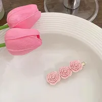 Pink Small Rose Barrettes Pearl Flower Bangs Side Clip Ins Good-looking Girl Heartbreak Hair Clips Hair Accessories main image 4
