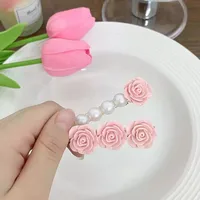 Pink Small Rose Barrettes Pearl Flower Bangs Side Clip Ins Good-looking Girl Heartbreak Hair Clips Hair Accessories main image 3