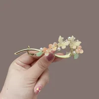 Vintage Pearl Flowers Banana Clip High-Grade Metal Butterfly Net Red Barrettes Antique Coiled Hair Elegant Hairpin Wholesale sku image 15
