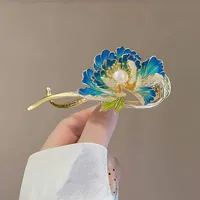 Vintage Pearl Flowers Banana Clip High-Grade Metal Butterfly Net Red Barrettes Antique Coiled Hair Elegant Hairpin Wholesale sku image 22