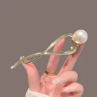 Vintage Pearl Flowers Banana Clip High-Grade Metal Butterfly Net Red Barrettes Antique Coiled Hair Elegant Hairpin Wholesale sku image 2