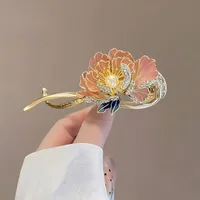 Vintage Pearl Flowers Banana Clip High-Grade Metal Butterfly Net Red Barrettes Antique Coiled Hair Elegant Hairpin Wholesale sku image 23
