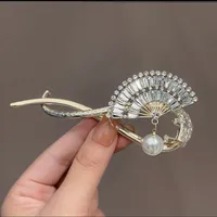 Vintage Pearl Flowers Banana Clip High-Grade Metal Butterfly Net Red Barrettes Antique Coiled Hair Elegant Hairpin Wholesale sku image 24