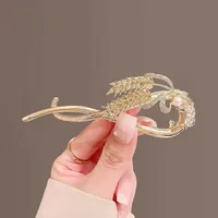 Vintage Pearl Flowers Banana Clip High-Grade Metal Butterfly Net Red Barrettes Antique Coiled Hair Elegant Hairpin Wholesale sku image 18