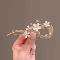 Vintage Pearl Flowers Banana Clip High-Grade Metal Butterfly Net Red Barrettes Antique Coiled Hair Elegant Hairpin Wholesale sku image 16