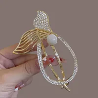 Vintage Pearl Flowers Banana Clip High-Grade Metal Butterfly Net Red Barrettes Antique Coiled Hair Elegant Hairpin Wholesale sku image 8