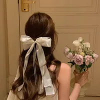 Super Fairy White Bow Ribbon Hairpin Headdress Female Hairpin Hairpins Back Head Top Clip Hair Accessories main image 2