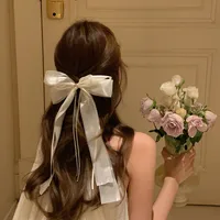 Super Fairy White Bow Ribbon Hairpin Headdress Female Hairpin Hairpins Back Head Top Clip Hair Accessories sku image 1
