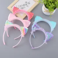 New And New Children's Headwear Cartoon Sweet Princess Lace Headband Turnable Sequin Mesh Cat Ear Accessories Headband main image 1