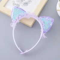 New And New Children's Headwear Cartoon Sweet Princess Lace Headband Turnable Sequin Mesh Cat Ear Accessories Headband sku image 5