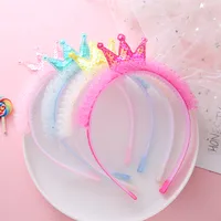 Children's Hair Accessories Princess Crown Hair Clasp Internet Hot  Color Sequins Lace Headband Simple Girls Headdress main image 2