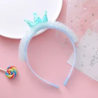 Children's Hair Accessories Princess Crown Hair Clasp Internet Hot  Color Sequins Lace Headband Simple Girls Headdress sku image 3