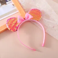 Children's Headband  Colorful Sequined Headband Bow Toothed Cute Girl Small Ears Holiday Paradise Headdress main image 3