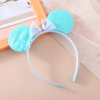 Children's Headband  Colorful Sequined Headband Bow Toothed Cute Girl Small Ears Holiday Paradise Headdress main image 4