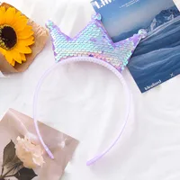 Hot Girls Crown Headband Sweet Holiday Princess Party Hairpin Sequins Cute Hair Accessories Ornament Headband sku image 3