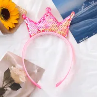 Hot Girls Crown Headband Sweet Holiday Princess Party Hairpin Sequins Cute Hair Accessories Ornament Headband sku image 1