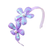 Children's Headband Ins Reversible Sequined Pearl Pentagram Cute Flowers Headband Toothed Girl Princess Headdress main image 5