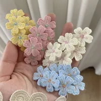 Gentle Pink Cherry Blossom Barrettes Sweet Embroidery Flower Hairpin Knitted Children Headdress Hair Accessories Bangs Side Clip main image 2