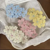 Gentle Pink Cherry Blossom Barrettes Sweet Embroidery Flower Hairpin Knitted Children Headdress Hair Accessories Bangs Side Clip main image 4