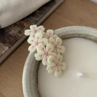 Gentle Pink Cherry Blossom Barrettes Sweet Embroidery Flower Hairpin Knitted Children Headdress Hair Accessories Bangs Side Clip sku image 2
