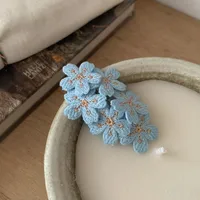 Gentle Pink Cherry Blossom Barrettes Sweet Embroidery Flower Hairpin Knitted Children Headdress Hair Accessories Bangs Side Clip sku image 3