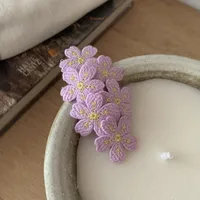 Gentle Pink Cherry Blossom Barrettes Sweet Embroidery Flower Hairpin Knitted Children Headdress Hair Accessories Bangs Side Clip sku image 6